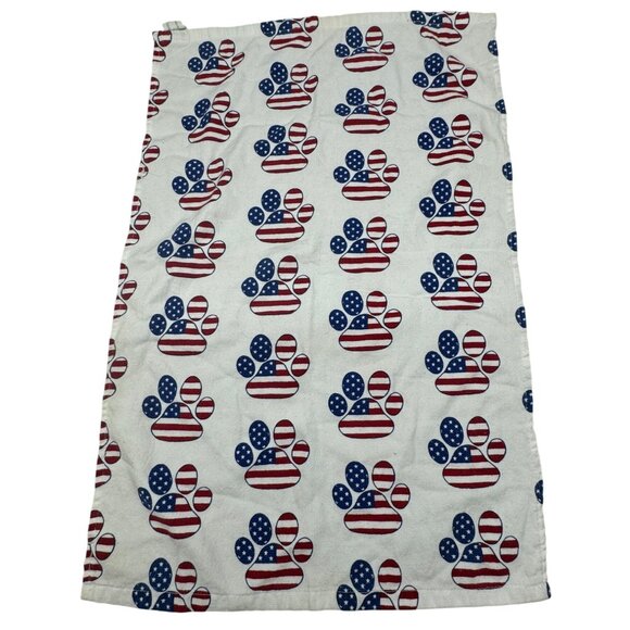Debora Connolly Design Patriotic Paw Print Kitchen Hand Towel Used READ - Picture 1 of 7